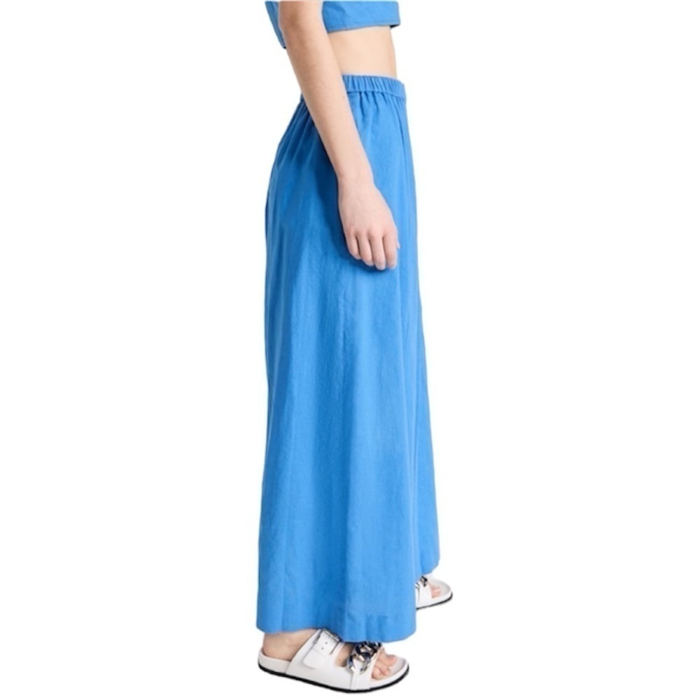 Jason Wu- Bright Blue Wide Leg Braided Trim Linen Pants